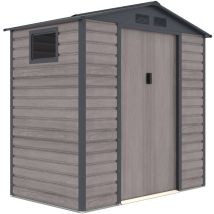 Casetta Metallica Gardiun Surrey 2,71 M2 Esterno 213x127x211 Cm In Acciaio Con Finestra Laterale E Effetto Legno Venato