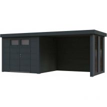 Novo Habitat - Caseta Metalica Jardin Nh6 Con Terraza y Ventanas Antracita