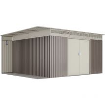 Hoggar - Caseta De Jardín Metálica Uppsala 13,22m2 - 10 Años Garantía - 333x397x91cm. Cobertizo Jardin Con Leñero Exterior