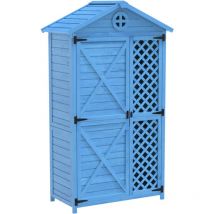 Caseta para herramientas 90x56,5x175,3cm con 2 puertas, armario para herramientas, apta para jardín/patio, azul