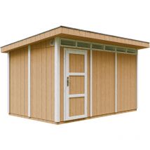 Timbela - Caseta de jardín de calidad premium 8,7m²-L412xW279cm - con Suelo,Baldosas Bituminosas y Pintura - Construcción con paneles lp Smartside