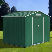 Gdlc - Casetta box deposito porta attrezzi in lamiera cm 340x319 verde con 2 porte scorrevoli