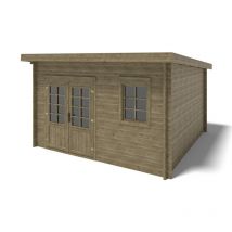 Altanka - Casetta da giardino in legno - 16m2 - 4x4m - impregnata - 40mm - colore: verde - DOM716