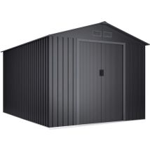 Wasabi - Casetta Da Giardino In Metallo 8,08m2 Light Anthracite - 4 Griglie Di Ventilazione - Doppia Porta Scorrevole