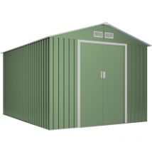 Wasabi - Casetta da giardino in metallo 8,08m2 Light Green - 4 Griglie di ventilazione - Doppia porta scorrevole