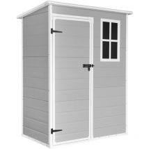 Wasabi - Casetta da giardino in resina 1,37m2 Unit - Pavimento incluso - Finestra luce naturale - Pannelli di 12 mm di spessore - Grigio e bianco