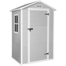 Wasabi - Casetta da giardino in resina 1,37m2 Aqua - Pavimento incluso - Finestra luce naturale - Pannelli di 12 mm di spessore - Grigio e bianco