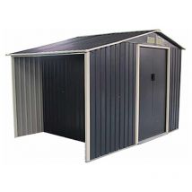 Gardiun - Casetta Metallica Ontario Con Legnaia 5,31 m² Esterni 191x278x195 cm Acciaio Zincato Grigio Antracite