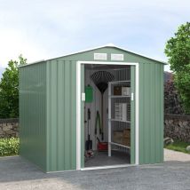 Soana Garden Shed - Casetta in lamiera zincata verde box porta utensili giardino St.Moritz nature 213x191x195cm