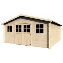 Casetta in Legno 34 mm 4,5 x 4,5 m Porta 2 Finestre