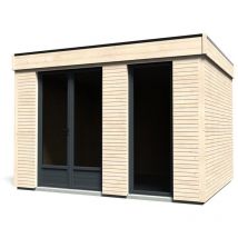 Casetta in Legno Abitabile 3.6x3 mt Parete Isolanti Porta Finestra da Giardino