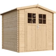 Cobertizo de madera para jardín - Puerta con cerradura - CON SUELO TRATADO- TIMBELA M343F+M343G- Almacenamiento exterior H218 x 206 x 216 cm / 3,53 m2