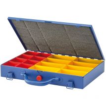 Casier de rangement en métal à 16 boîtes en plastique interchangeables, Dimensions : 330 x 220 x 50 mm