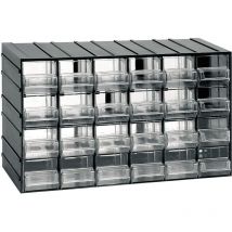 Unité de stockage en plastique modulaire l 382 x p 148 x h 230 mm avec 24 tiroirs transparents - Noir