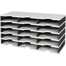 Casier De Tri Trio 15 Compartiments H363xl723xp331 Mm Polystyrène Gris/noir