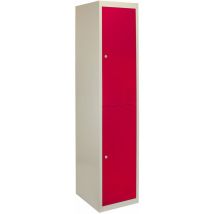 Monster-shop - Casiers Métalliques Rouge & Gris 2 Portes Verrouillable pour Ecole, Vestiaire, Salle de Sport, Atelier [Clés & Aimants inclus]