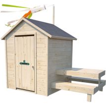 SOULET - Casita de Madera Infantil con Mesa de Picnic Tiana 120x120x155 cm - Casita de Jardín para Niños con Mesa Integrada - Madera Natural