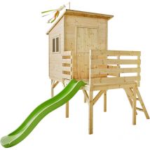 Soulet - Casita de Madera Infantil Elevada con Tobogán Portland 160x120x120 cm - Casita de Juegos para Niños - Cabaña de Madera para Jardín