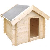 Timbela - Caseta perros exterior madera - 76 x 99 x H80 cm - casa perro - talla s -techo impermeable M401-1