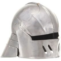Réplica de casco de caballero medieval antiguo LARP acero plata