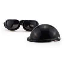 Ahlsen - Casque de chien lunettes ensemble casque pour animaux de compagnie lunettes de soleil chiens réglable chien moto chapeau de sécurité