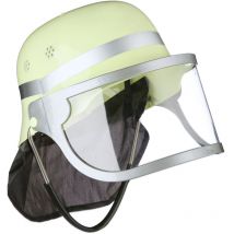 Casque de pompier, réglable, visière rabattable, protège-nuque. h x l x p : 24,5 x 22,5 x 28 cm, jaune - Relaxdays