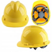 Casque de protection, casque de travail de construction - jaune, en PEHD