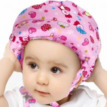 Casque de sécurité pour bébé, casque de sécurité pour tout-petits, chapeau de sécurité réglable en coton (bonbon, rose), Ensoleillé