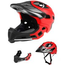 Casque intégral amovible pour enfant, casque de sécurité pour cyclisme, skateboard et roller, rouge