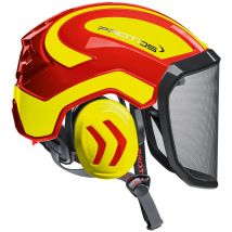 Protos - Casque Forestier / Casque De Protection Integral Arborist F39 Rouge / Jaune Fluo