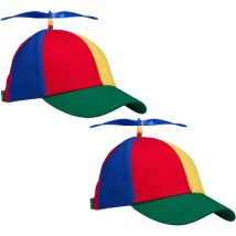 Relaxdays Casquette à hélice, lot de 2, adultes, 53–57 cm, carnaval, fête, chapeau rigolo, multicolore