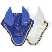 Full, Blanc: Casquette anti-mosque pour chevaux avec cordon aux couleurs du drapeau italien