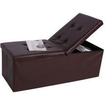 Bakaji - Cassapanca Pouf Contenitore Pieghevole Panca Sgabello Poggiapiedi Pelle Marrone