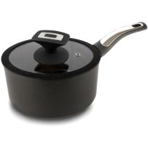 Silex - Casseruola 1 Manico Con Coperchio Elegance Black 18 Cm Doppio Fondo Acciaio Inox, Manico Soft Touch