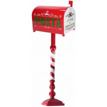Cassetta posta di Babbo Natale Natalizia 33x20xh100 cm in Metallo rosso