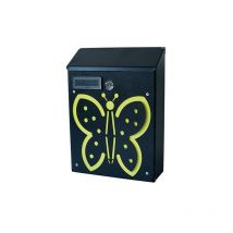 Pulverbeschichteter anthrazitfarbener Briefkasten h 29 cm wandmontiert -Schmetterling