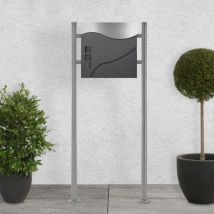 Cassetta Postale Design Moderno 37x10,5x36,5 cm in Acciaio Inossidabile Antracite/Argento Buca delle Lettere con Porta-Giornale incl. Materiale di