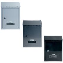 Cassetta postale esterno parete buca lettere ferro tetto chiave 30x21x7cm louvre, 'Nero'