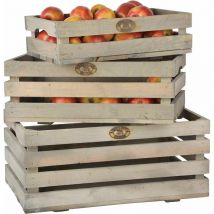 Cassette per la frutta in pino (set di 3)