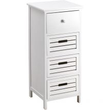 King Home Paulownia Holz Schubladenkommode 35x30x81h Cm 4 Schubladen Weiß