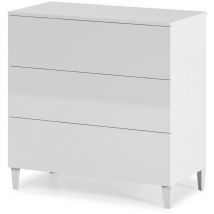 Marinelligroup - Cassettiera 3 cassetti 80 x 40 x 80 cm bianco camera da letto con piedi 007833BO