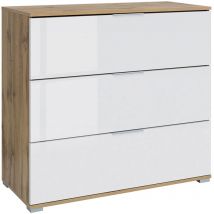 Cassettiera 3 cassetti Selma bianco e marrone 86cm