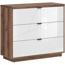 Petits-meubles - Cassettiera 3 cassetti Sven bianco e marrone 93cm
