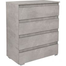 Cassettiera 4 cassetti maniglia gola in legno 81x44xH101 Cemento