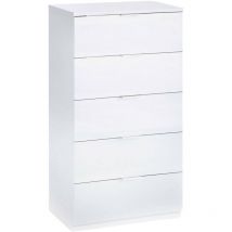 Cassettiera, Settimanale a 5 cassetti, Mobile Comò per camera da letto, Settimanale moderno, cm 60x40h110, Bianco