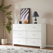 Cassettiera 6 cassetti H82/L120/P40cm - Mobiletto con ante e cassetti per soggiorno e camera da letto, bianco