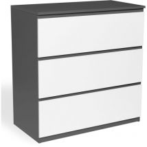 Idmarket - Cassettiera a 3 cassetti tomi legno bianco e grigio