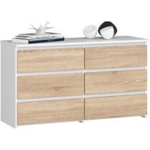 Cassettiera Akord CL100 Cassettiera Bianca 100 cm 6 cassetti inserto frontale Sonoma Quercia 100x35x57 cm
