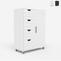 Ahd Amazing Home Design - Meuble de salle de bain et chambre armoire 4 tiroirs 2 étagères Rendel - Blanc