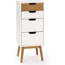 Cassettiera Baku 4 cassetti colore bianco/legno
